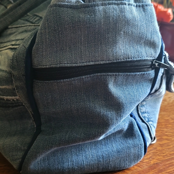 Large Multi-function Sequined Denim Bag - Picture 5 of 12